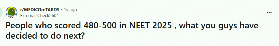 ReNEET 2026 Expected Rank vs Mark for 480 Marks ST Category: Reddit Discussion