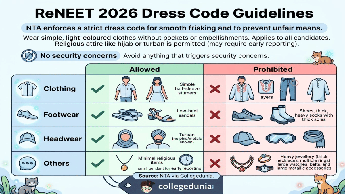ReNEET 2026 Dress Code Guidelines for Males and Females
