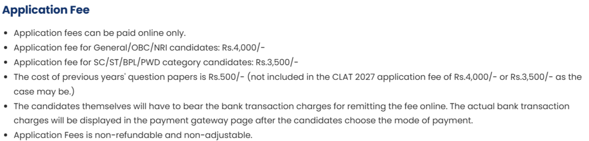 What is the Registration Fee for CLAT PG 2027?