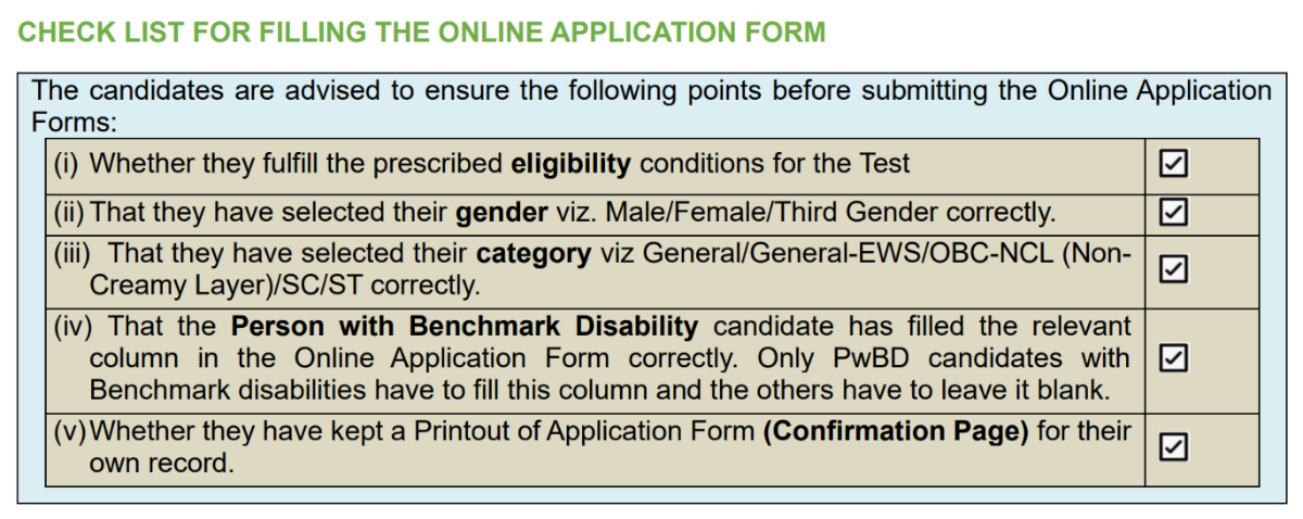 NEET 2027 Online Application Form Filling Checklist