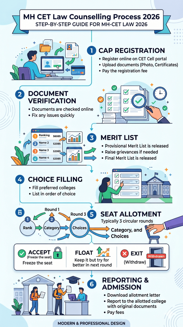 MH CET Law Counselling Process 2026