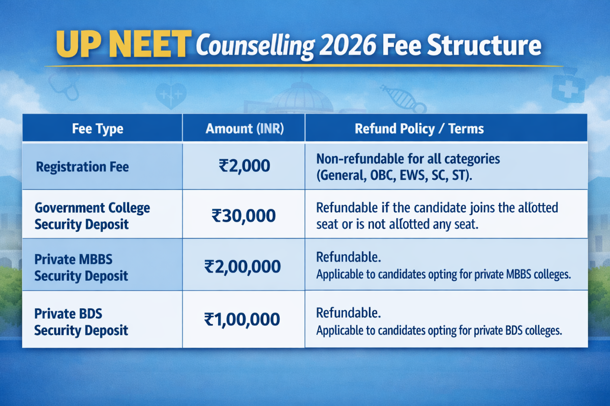 What is the Fee for MBBS UP NEET Counselling 2026?