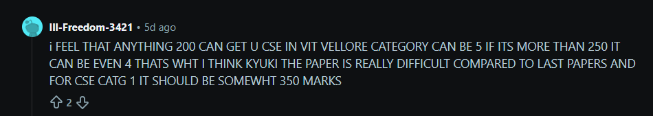 VITEEE 2026 Expected Cutoff Ranks: Reddit