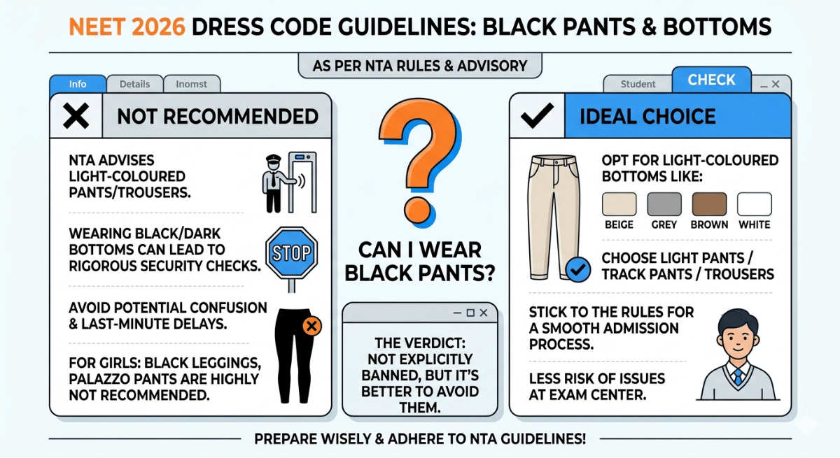 Can I wear Black pants in NEET 2026?