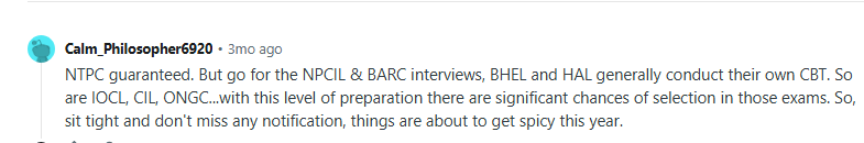 GAIL Recruitment through GATE 2026: Reddit Discussion
