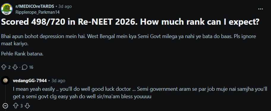NEET 2026 Expected Cutoff Marks for Government Colleges: Reddit Discussion