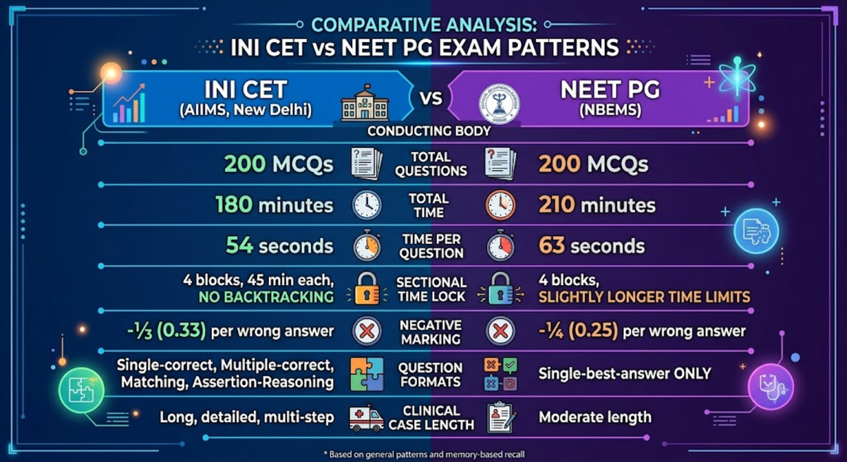 INI CET Exam Pattern vs NEET PG Exam Pattern 2027