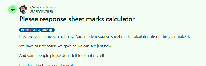 How to calculate WBJEE Marks using Answer Key : Reddit Discussion