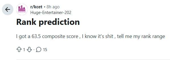 KCET 2026 Expected Rank for 60 Marks: Reddit Discussions