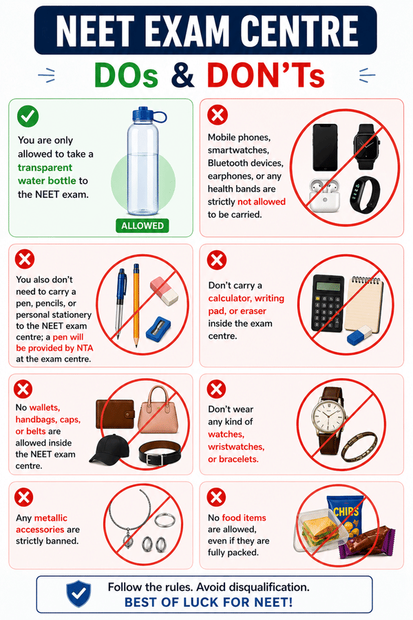 Banned Items in the NEET Exam 2026