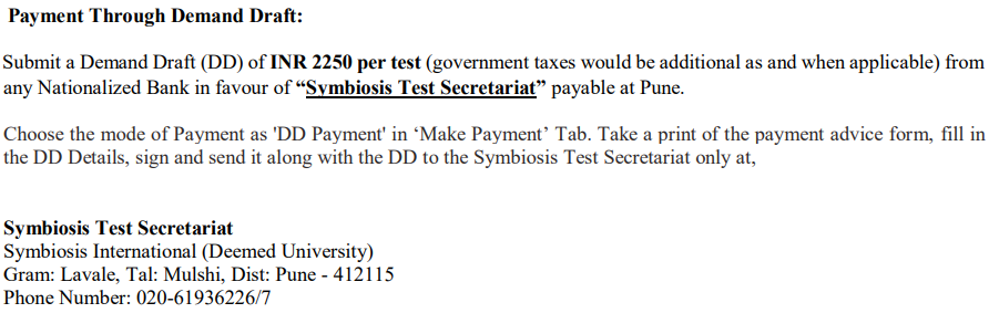 SET Exam 2027 Payment Modes
