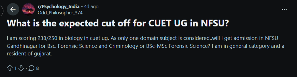 CUET 2026 Cutoff for UG Courses : Reddit Discussion