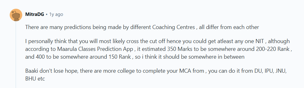 NIMCET 2026: Rank vs College Reddit Discussion