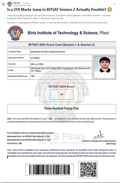 BITSAT 2026 May 25 Slot 2 Marks vs Rank: Reddit Discussions