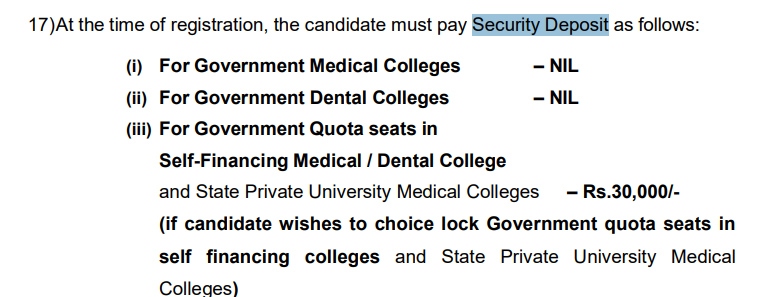Tamil Nadu NEET UG Counselling 2026: Security Deposit