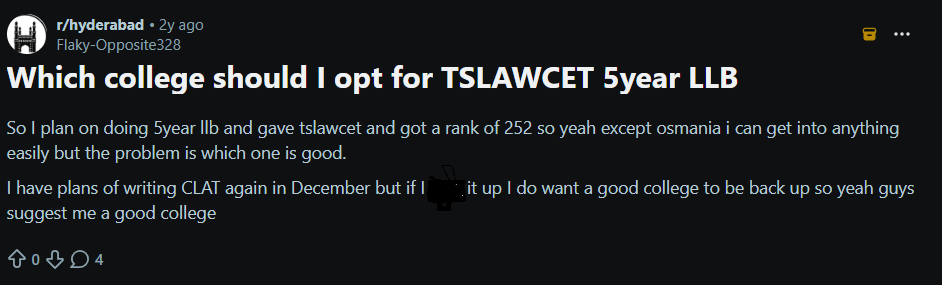 TS LAWCET 2026 : Reddit Discussion
