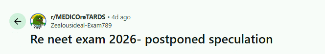 Students' Reaction on Reddit to NEET 2026 Re-Exam Date Confirmation