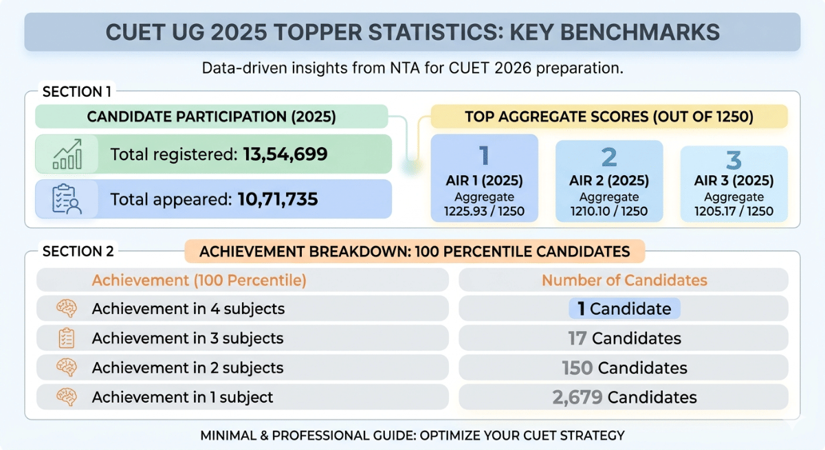 CUET UG 2025 Topper Statistics: Reference Benchmark