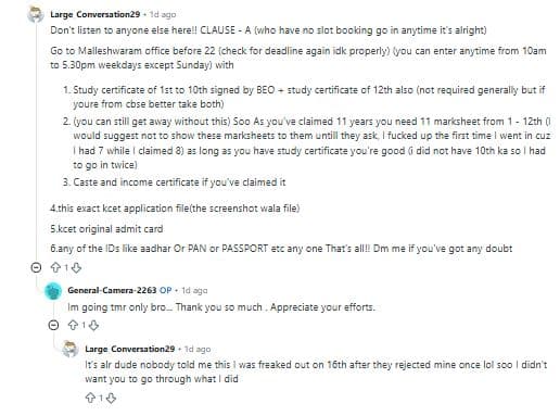 Document Verification for KCET 2026 counselling: Reddit Discussions