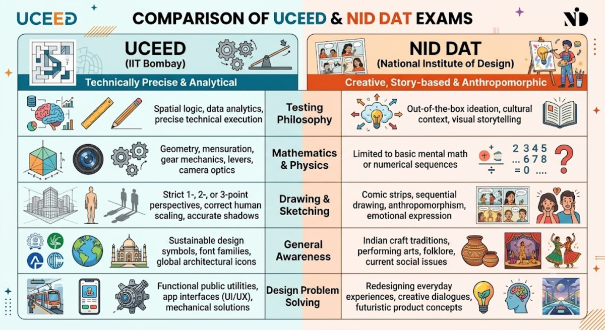 UCEED Syllabus vs NID DAT Syllabus 2027