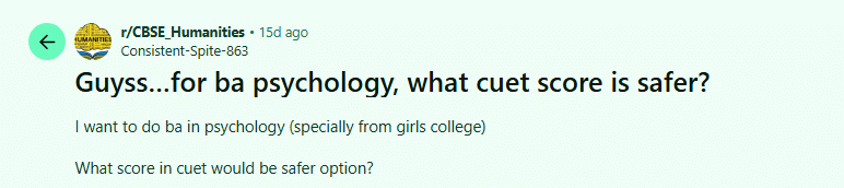 CUET 2026 Psychology Test Marks vs Percentile Expected: Reddit Discussions