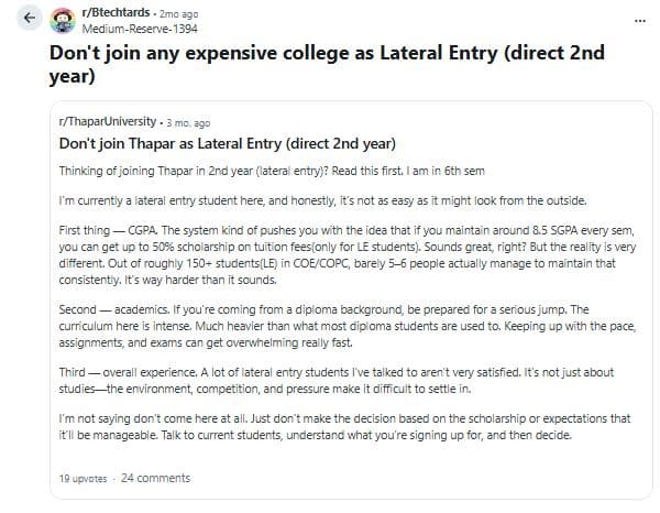 JEECUP Lateral Entry Engineering Marks vs Rank: Reddit Discussions