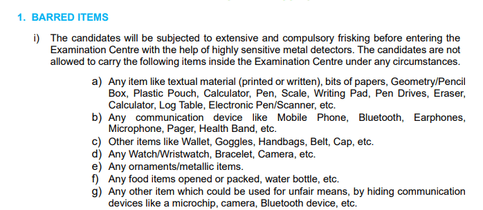 Prohibited Items in ReNEET 2026 Exam Hall