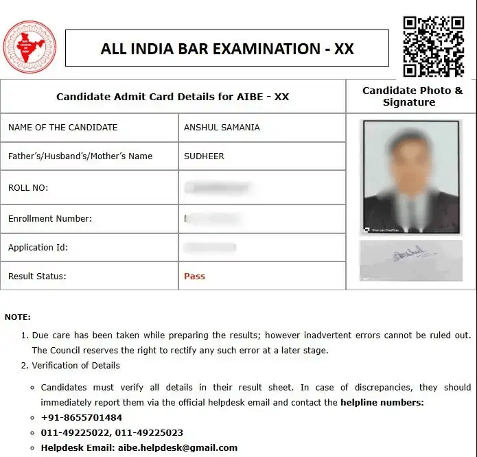 AIBE XXI Result 2026: Scorecard Details