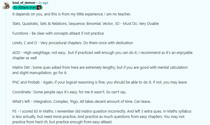 High Weightage Chapters for JEE Main 2027 Maths: Reddit Discussion