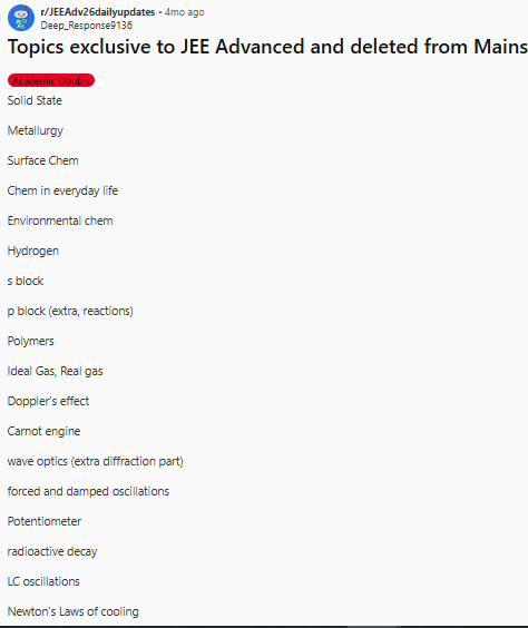 JEE Main Physics Syllabus 2027: Deleted Topics