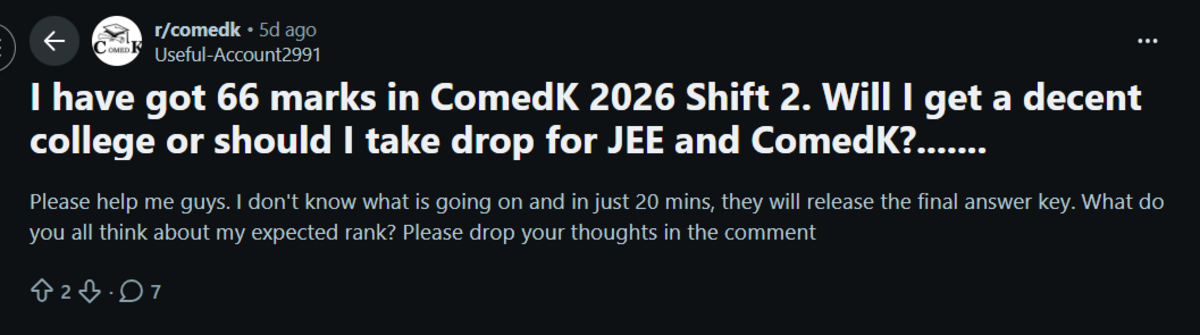 COMEDK 2026 : Reddit Discussions