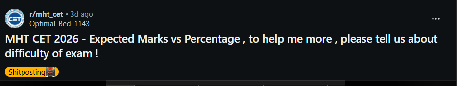 Reddit Discussion on MHT CET Marks vs Percentile