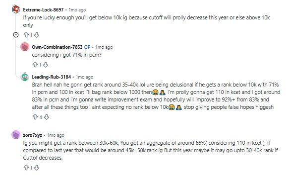 KCET 2026 Expected Rank for 100 Marks: Reddit Discussions