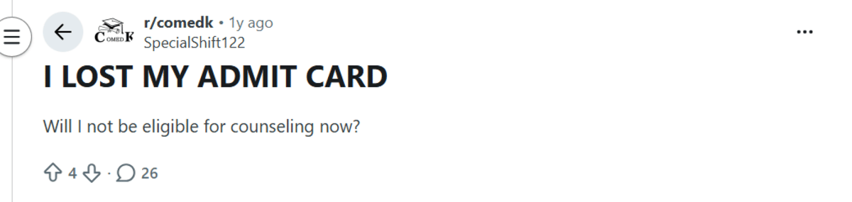 I Lost My Admit Card Will I Not Be Eligible for Counselling Now?