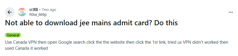 Issues While Downloading JEE Main Admit Card 2027