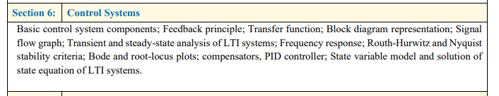 GATE ECE Syllabus: Control Systems