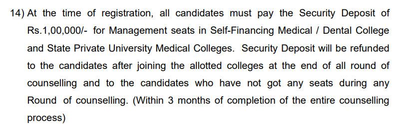 Tamil Nadu NEET UG Counselling 2026: Security Deposit