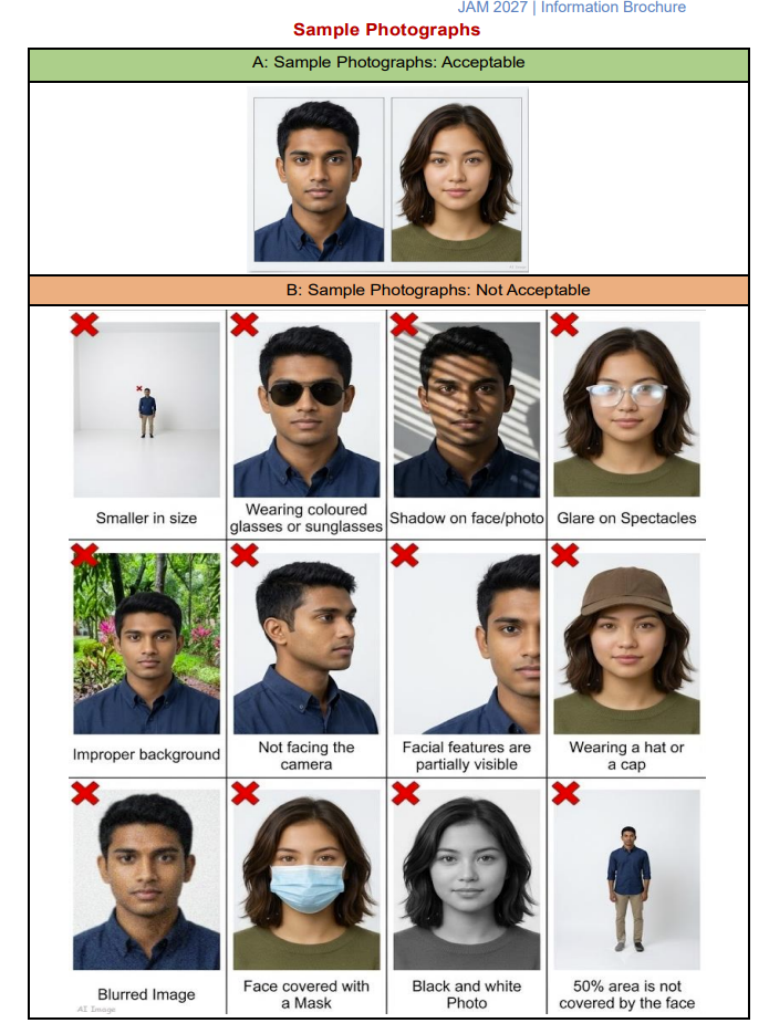 IIT JAM 2027 Application Form Fill Up: Sample Photograph