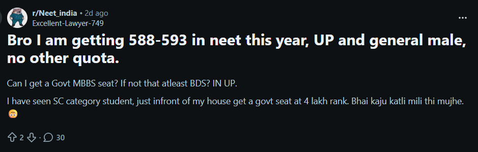 580 Marks in NEET 2026: Reddit Discussion
