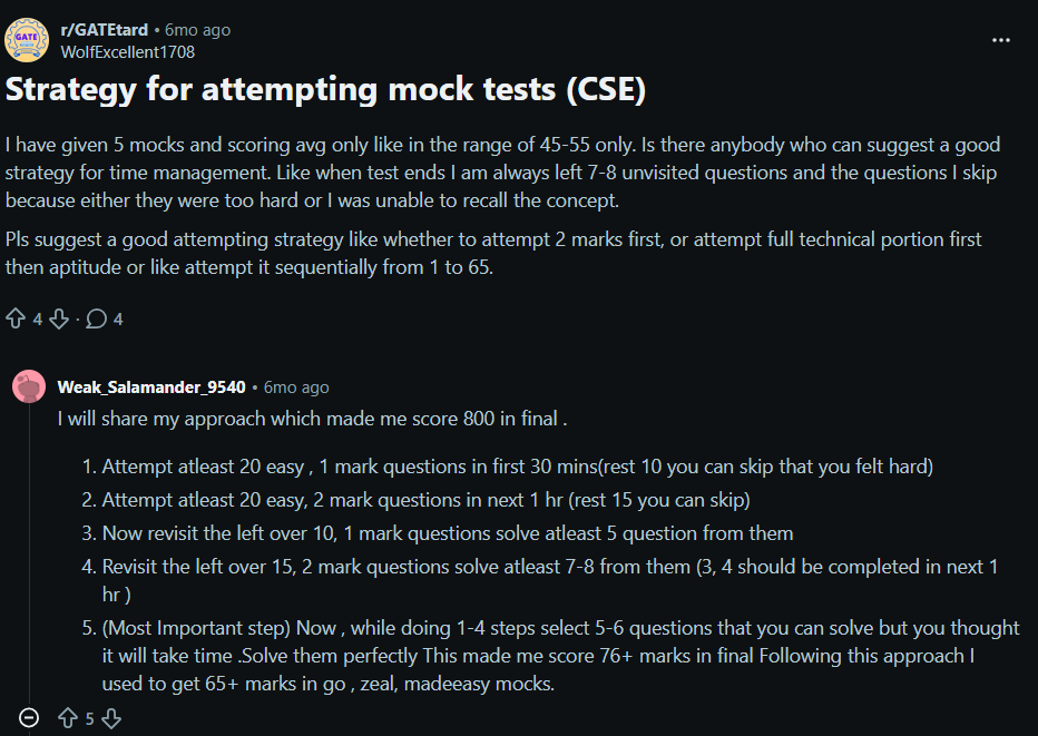 How to Analyze GATE Mock Tests Effectively: Reddit Discussion