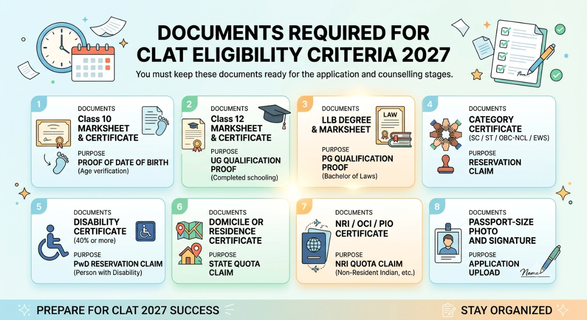 Documents Required for CLAT Eligibility Criteria 2027