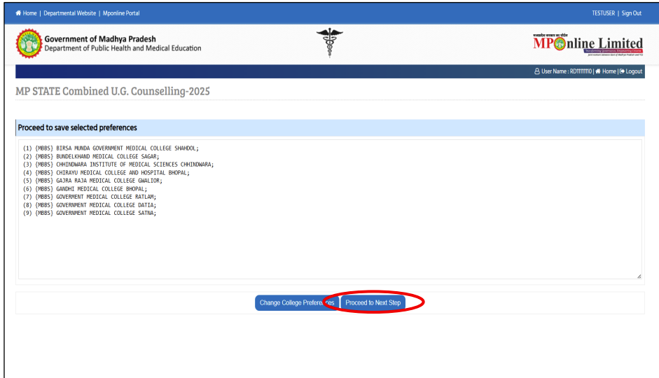 How to Fill Choices and Lock Preference for MP NEET UG Counselling 2026