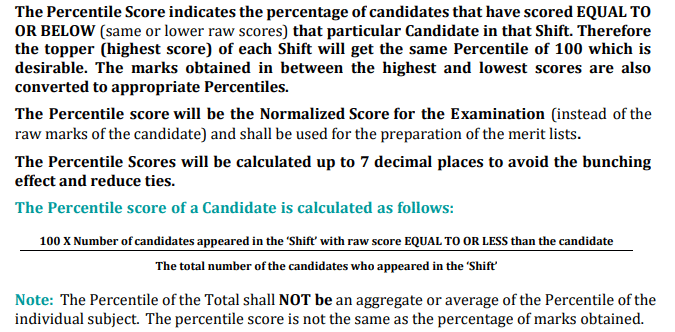 JEE Main Normalization and Percentile Calculation