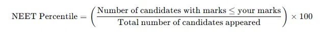 NEET Percentile Calculation Formula 