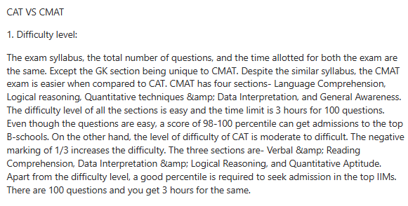 CMAT Exam Pattern vs CAT Exam Pattern