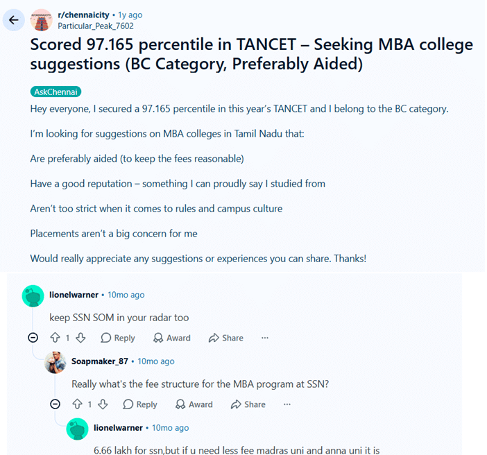 TANCET 2026 MBA vs MCA Cutoff: Reddit Discussions