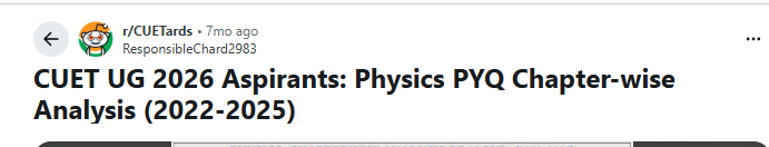 CUET Physics Subjects -Reddit
