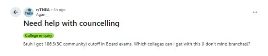 Top Colleges for 180 - 200 Cutoff – Reddit Discussions