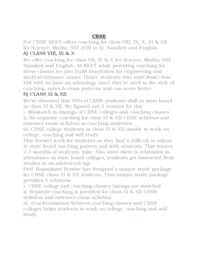 Regular Classroom Program: CBSC - Regular Classroom