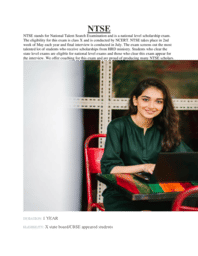 Regular Classroom Program: NTSE - Regular classroom
